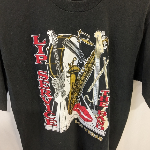 Vintage Fruit of the Loom Made in USA Single Stitch Lip Service Band T Shirt - Picture 2 of 6